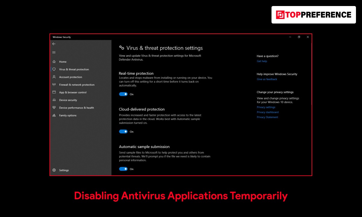 Disabling Antivirus Applications Temporarily
