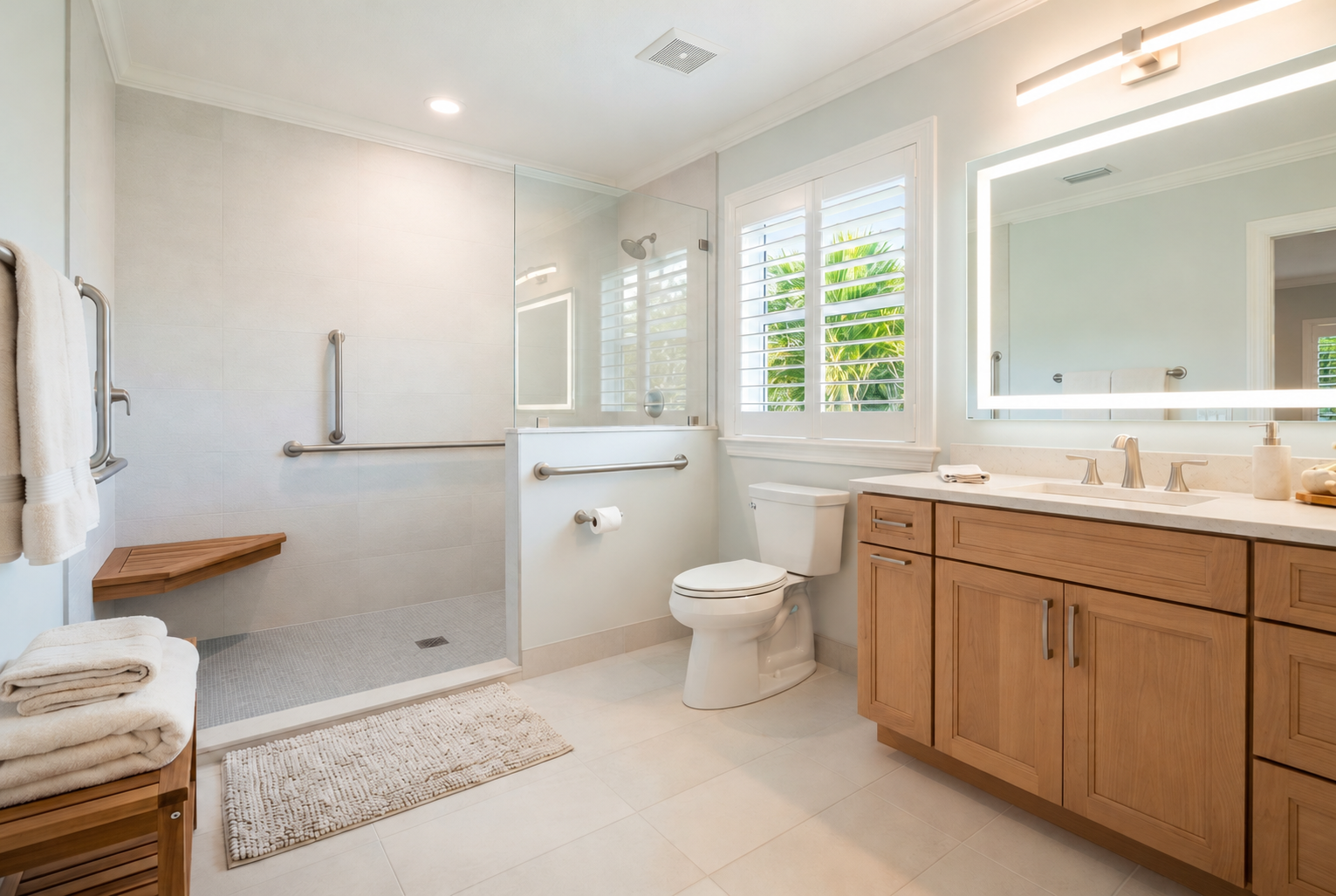 Natural oak bathroom vanity