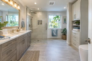 towels and toiletries storage space